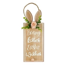 Easter Bunny Hanging Wooden Plaque Decoration 34cm