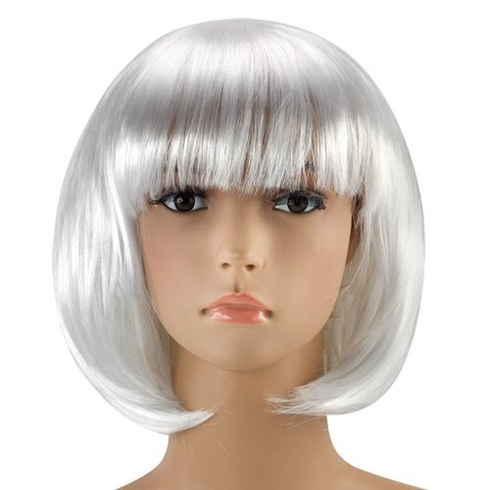 Women's Short Bob Cut Wig Straight Synthetic Hair Fancy Dress Costume Party Wig Elasticated Cap Reusable Soft Hairpiece Various Colours