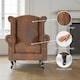 image 6 of Faux Leather Suede Grey Britannia Wing Back Chair with Union Jack Flag