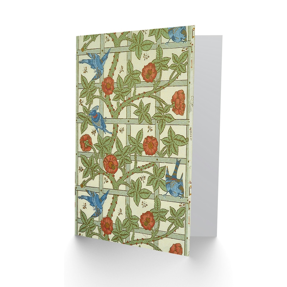 image 1 of William Morris Art Card Trellis Rose Bush and Birds