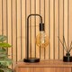 image 1 of ValueLights Bronx Pair of Industrial Style Black Metal Curved Stem Bedside Table Lamps Light - Bulbs Included