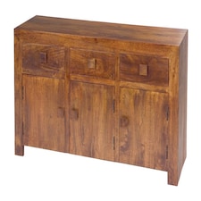 Dakota 3 Door 3 Drawer Sideboard - Mango Wood - L45 x W135 x H76 cm - Dark Finish | Brown
