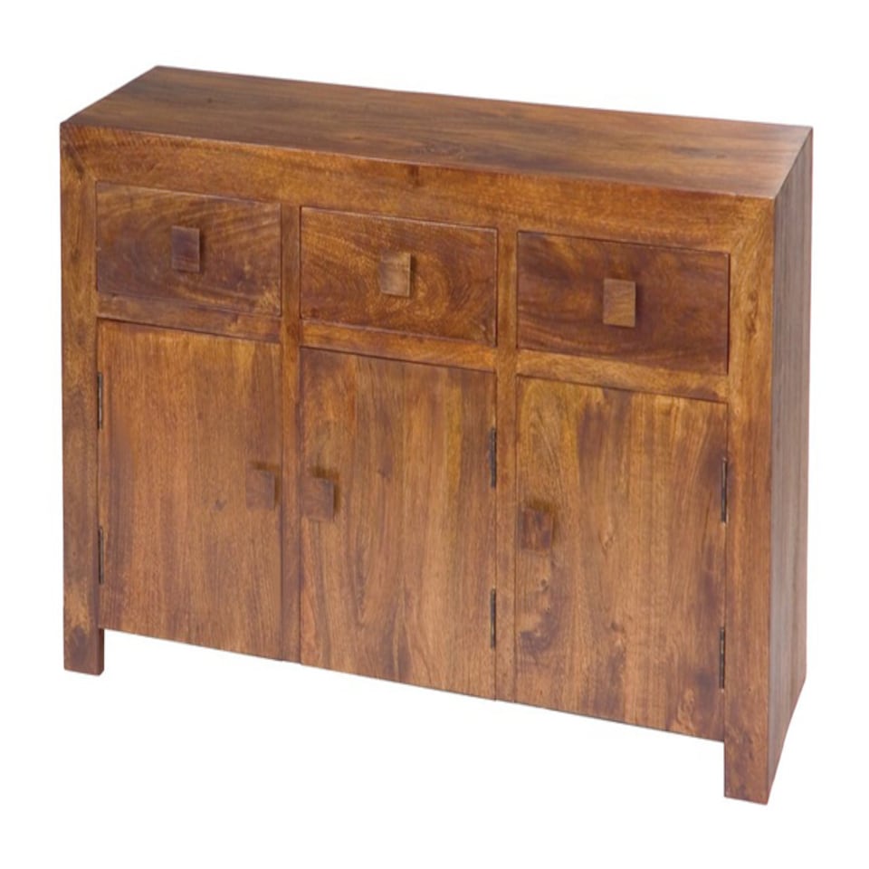 Dakota 3 Door 3 Drawer Sideboard - Mango Wood - L45 x W135 x H76 cm - Dark Finish | Brown