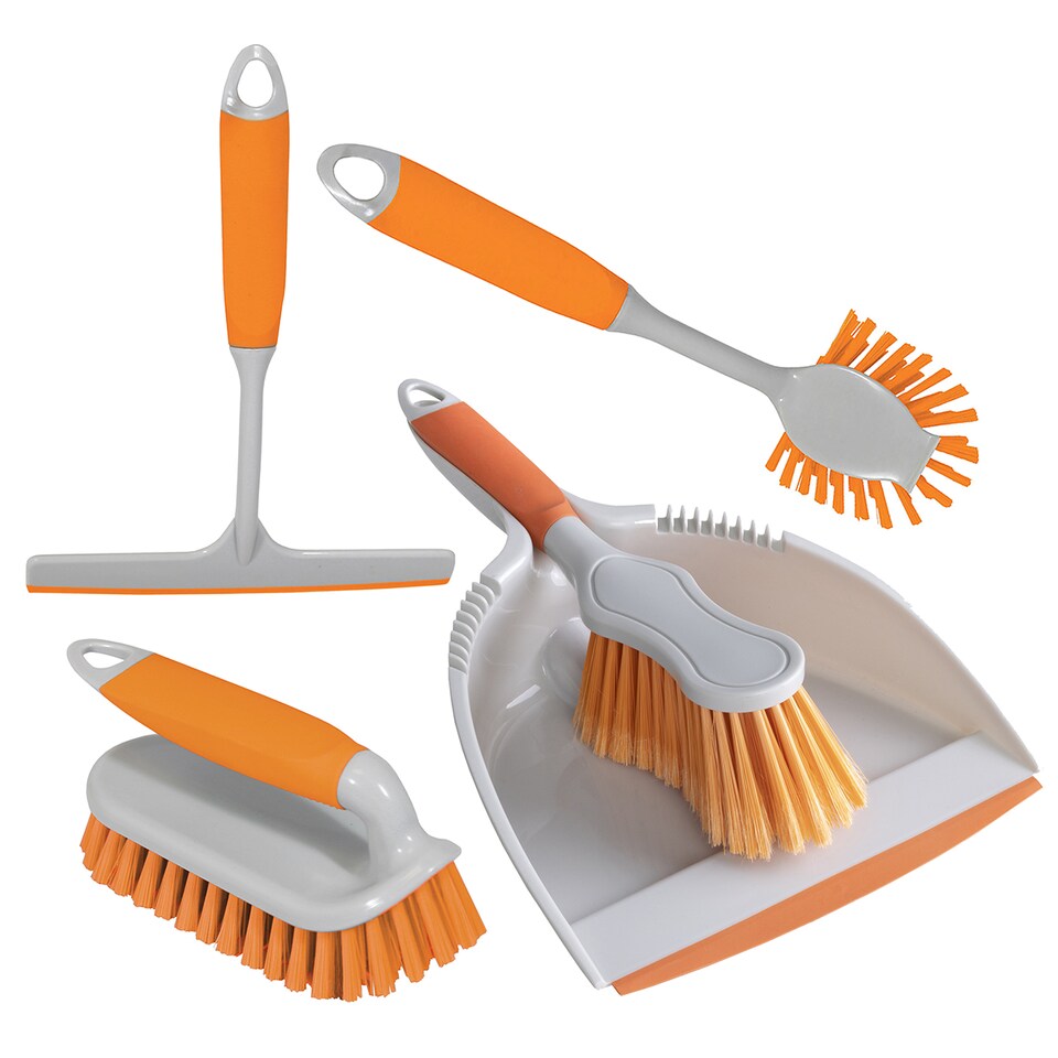 image 1 of Charles Bentley 'Brights' Kitchen Bundle Dustpan & Brush Washing Up Orange