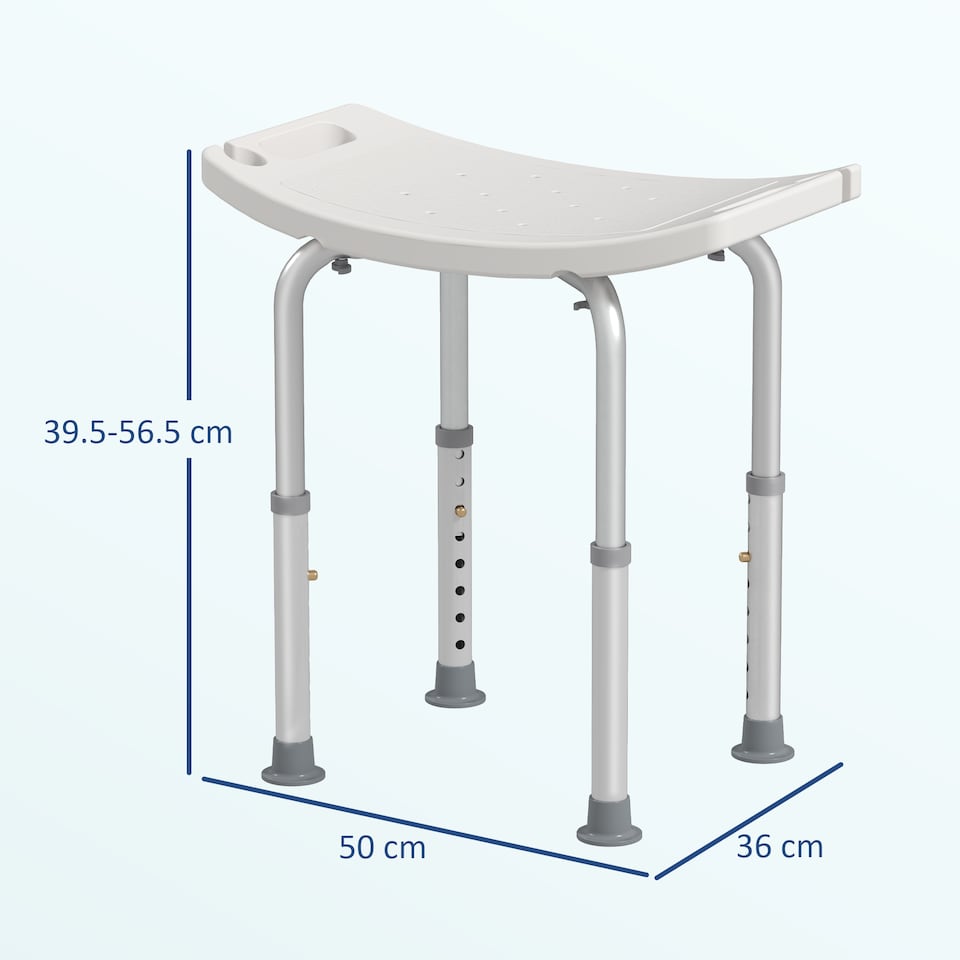 image 1 of HOMCOM Height Adjustable Shower Stool, Aluminium Shower Chair, Non-Slip Bath Stool for Elderly, Disabled, Seniors, Pregnant, White