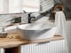 image 8 of Wall Hung White Bathroom Vanity Unit 600mm Oak Countertop Worktop Cabinet with Drawers Ribbed Fluted Adel