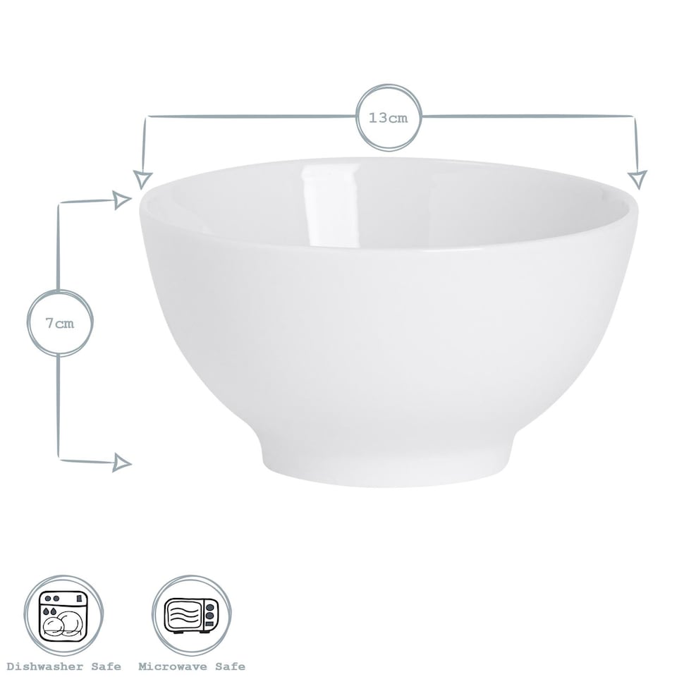 image 1 of Argon Tableware Classic White Rice Bowls - 13cm - Pack of 6 | White | White