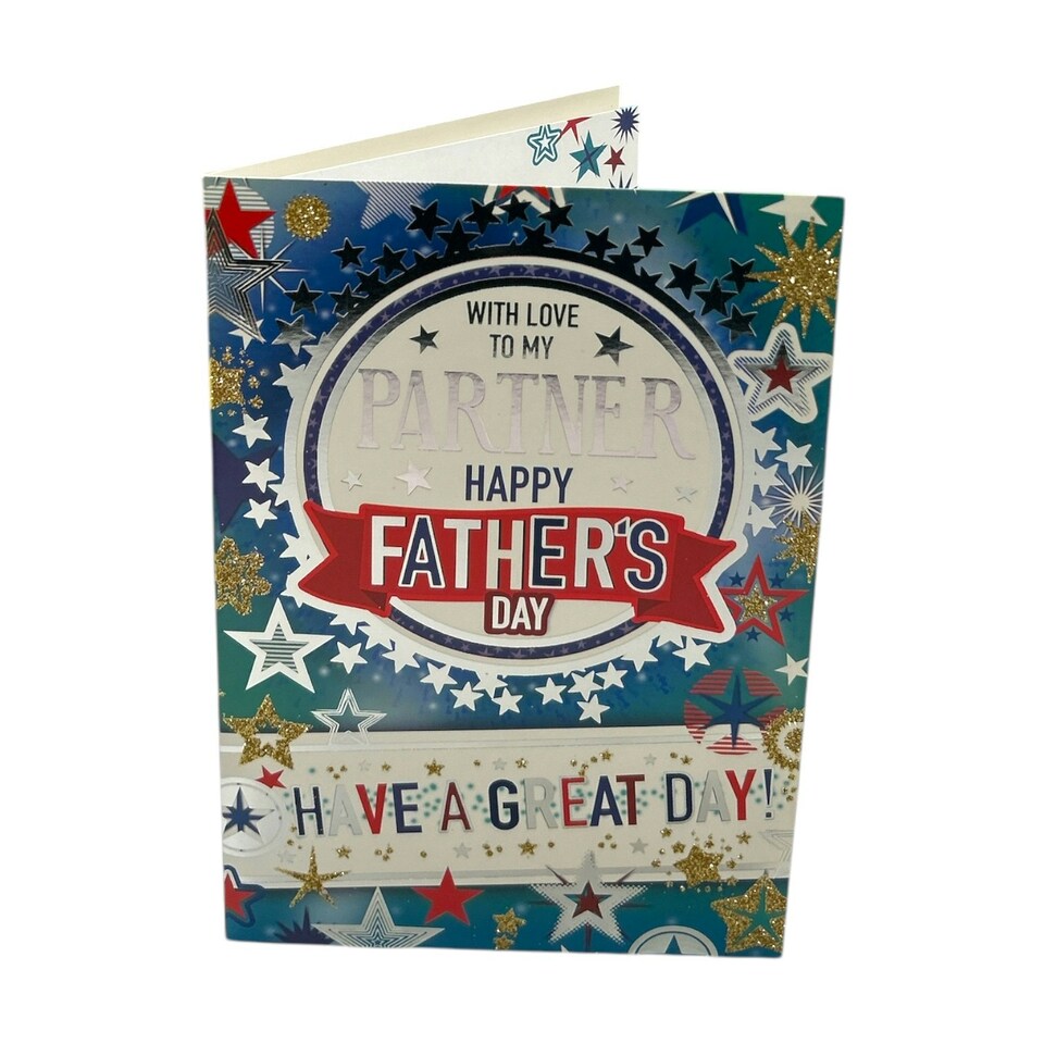image 1 of To My Partner Star Burst Design Father's Day Card