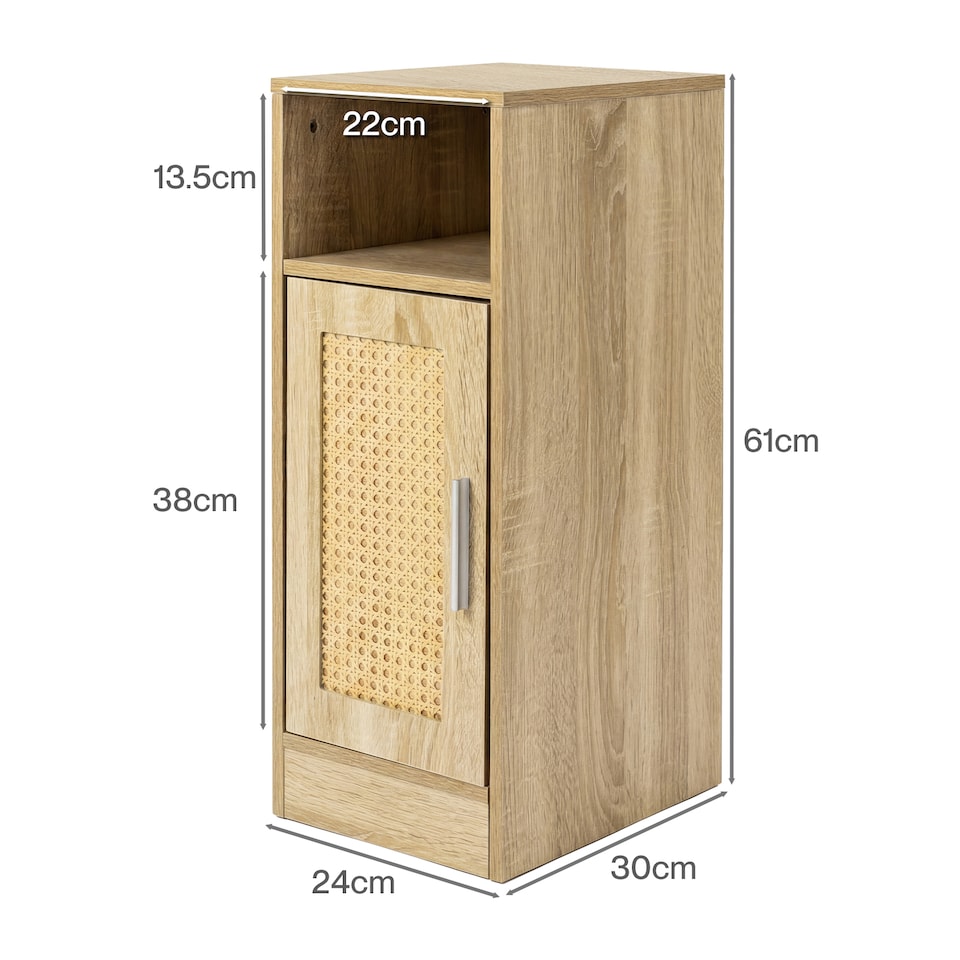 image 1 of Levede Bedside Table 2 Pc Narrow Side Table Boho Rattan Storage For Bedroom Wood