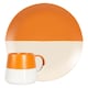 image 1 of Nicola Spring 8 Piece Ceramic Dipped Flecked Plates & Coffee Mugs Set - Burnt Orange