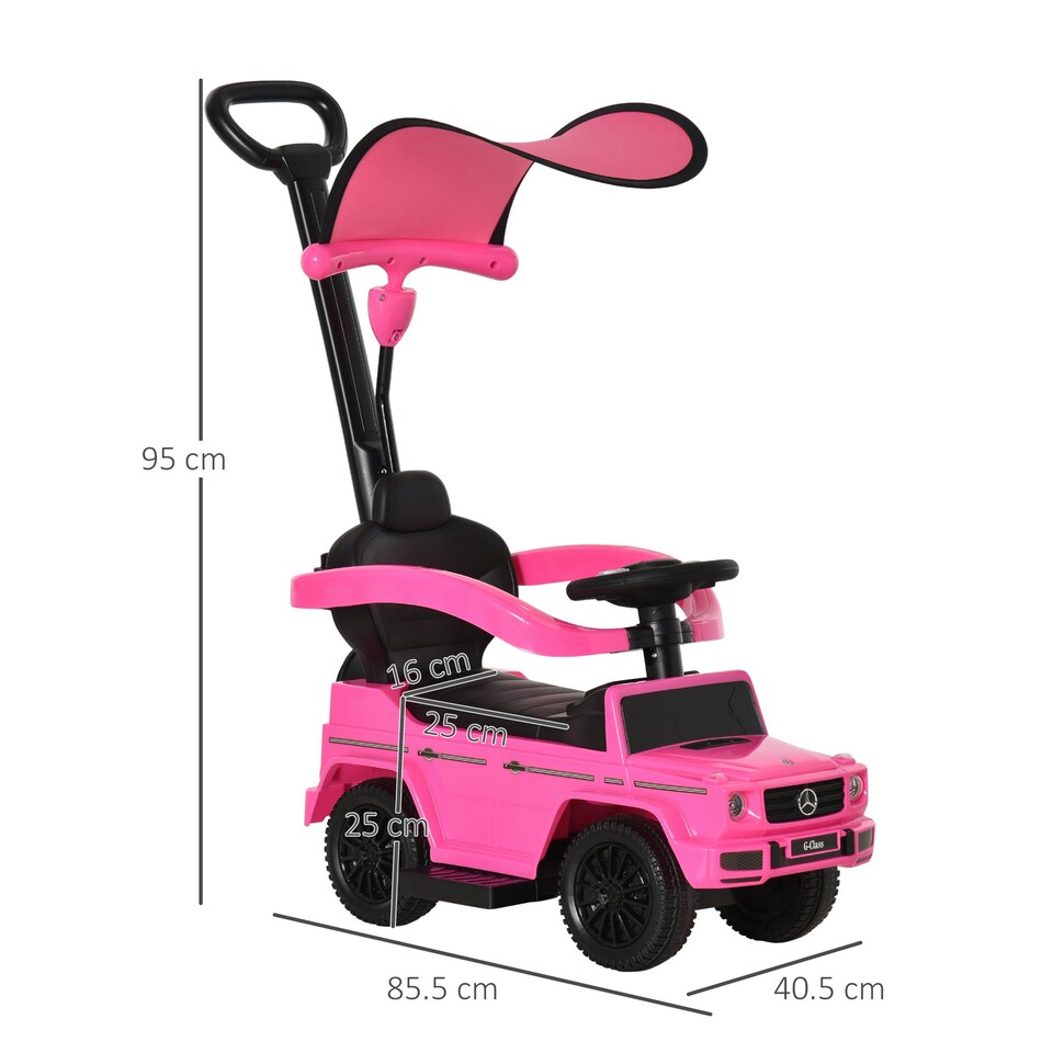 image 1 of HOMCOM Kids Ride-on Push Car 3 in 1 Benz G350 Baby Floor Slider Walker, Pink