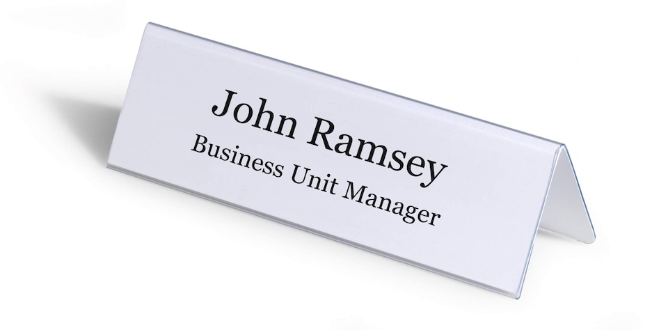 image 1 of Durable Clear Plastic Table Place Name Holders and Inserts | 25 Pack | 61x210mm