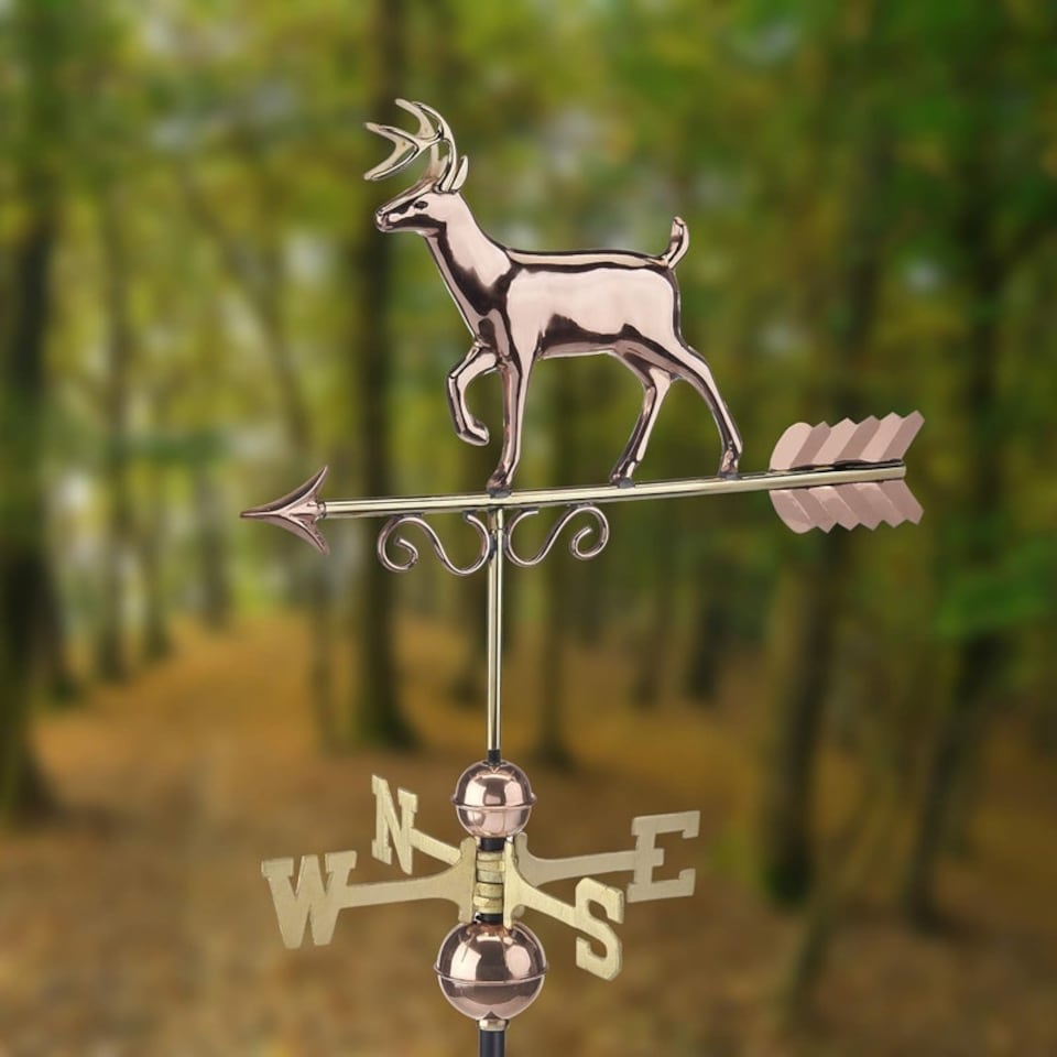 image 1 of Farmhouse Copper Proud Buck Deer Weathervane - L47 x W43.2 x H88.9 cm