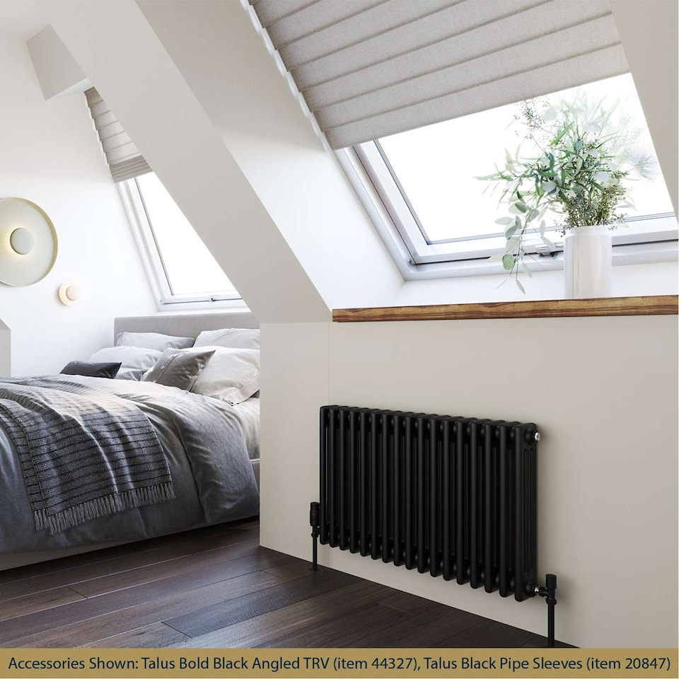 image 1 of Alpha Triple Column Heated Bathroom Radiator - Black - (H) 500mm x (W) 777mm