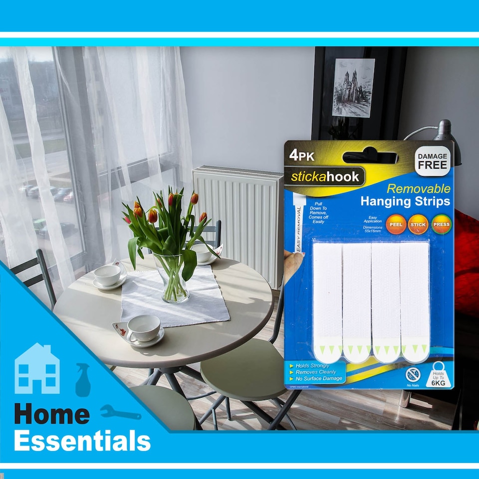 image 1 of VFM e-Store Removable Picture Hanging Hooks, Pack of 4, No Damage