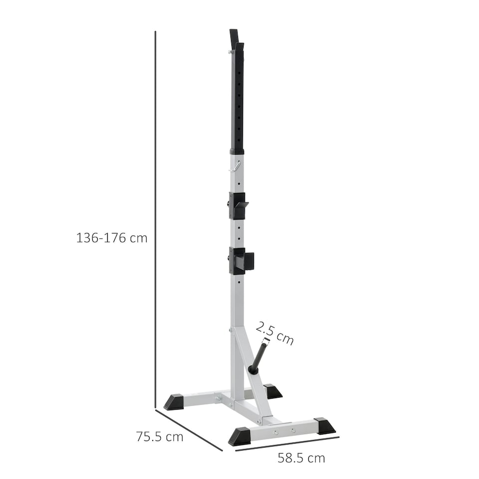 image 1 of HOMCOM Adjust Pair of Barbell Squat Racks Stand Weight Lifting Bench Press Gym