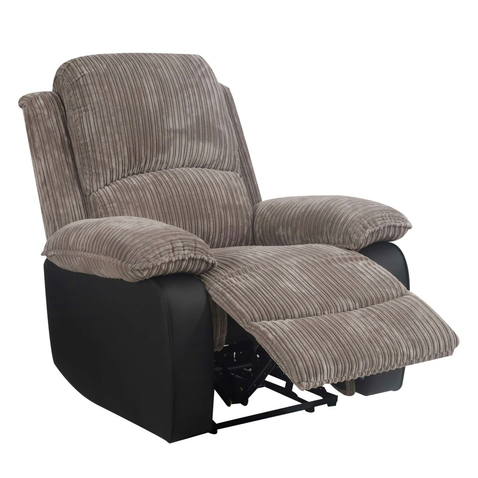 image 1 of Grey Jumbo Cord Reclining Sofa Suite With Armchair, 2-Seater Sofa And 3-Seater Sofa