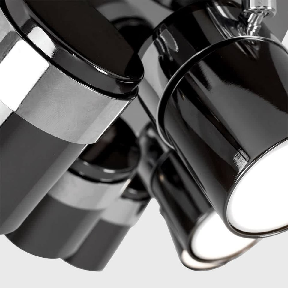 image 1 of ValueLights Rosie Rectangular 6 Way Black Chrome Adjustable Ceiling Spotlight