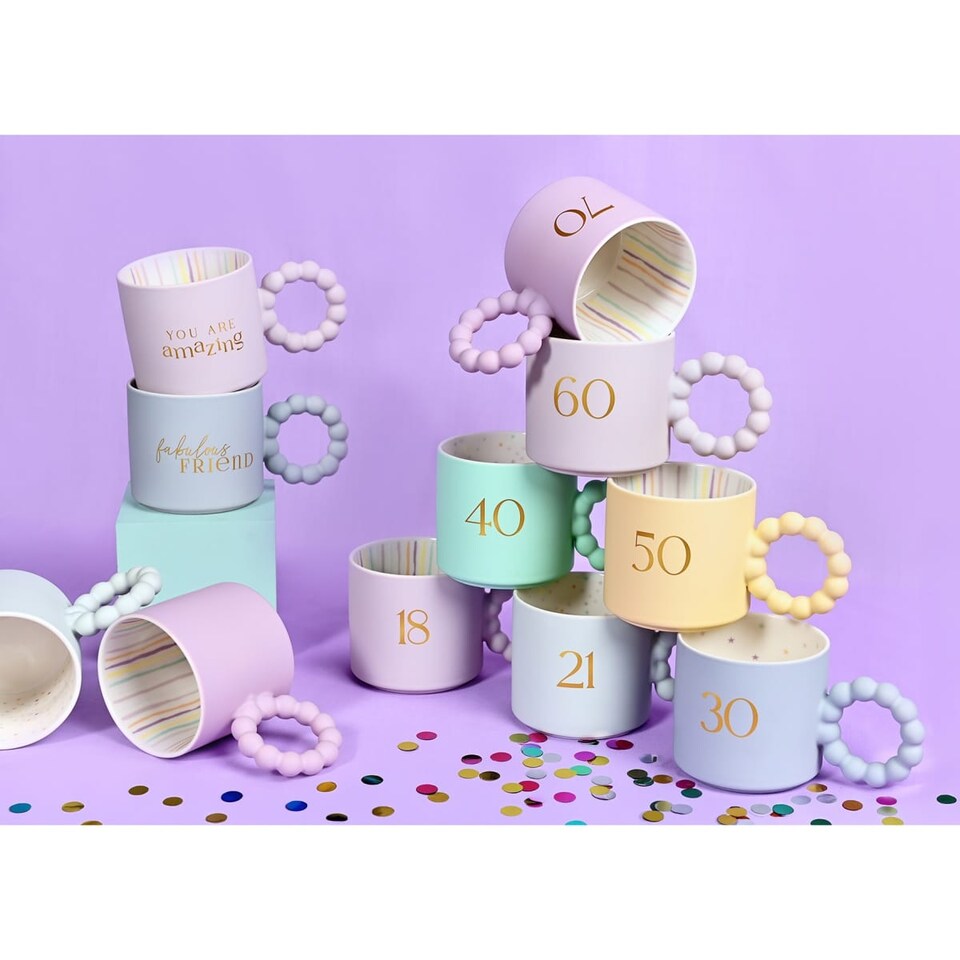 image 1 of Widdop Gifts Confetti Design 70th Birthday Gift Boxed Mug