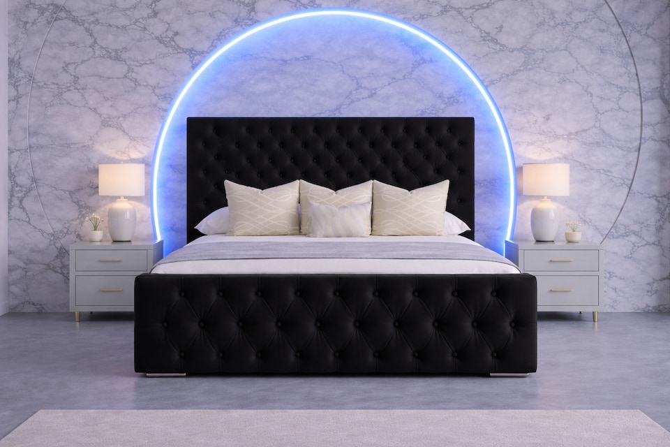 image 1 of The Luxury Duke 3FT Single Bed Frame in Black Plush