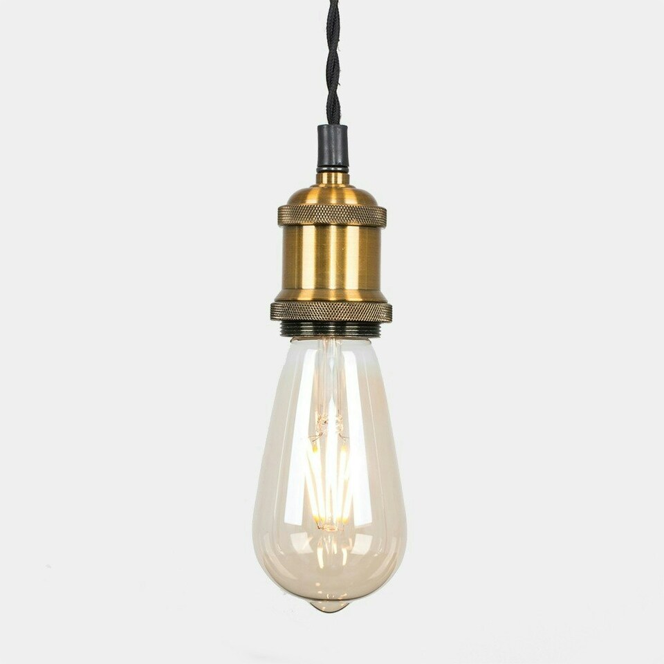 image 1 of ValueLights Industrial Steampunk Antique Brass Single Suspended Ceiling Pendant Light