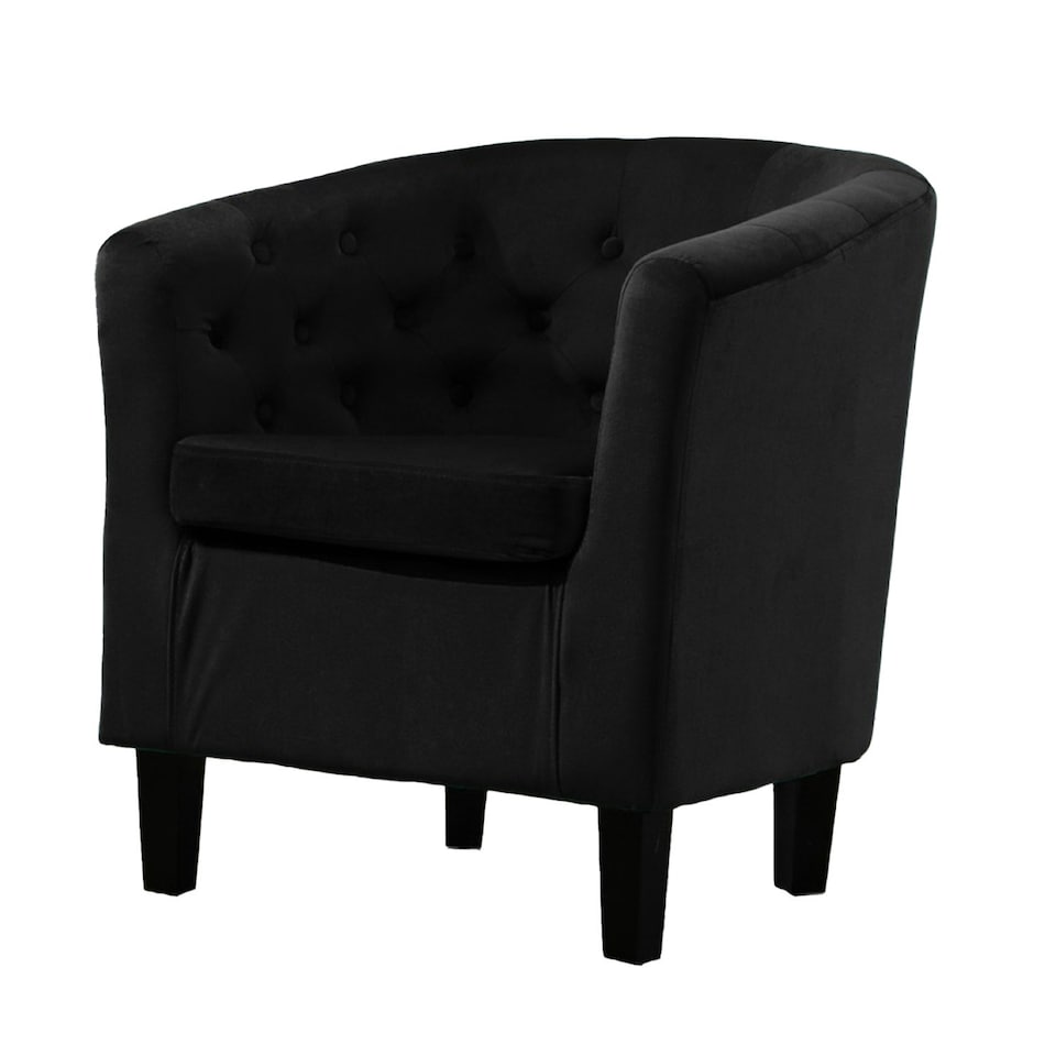 image 1 of Clio Studded Velvet Tub Chair - Black