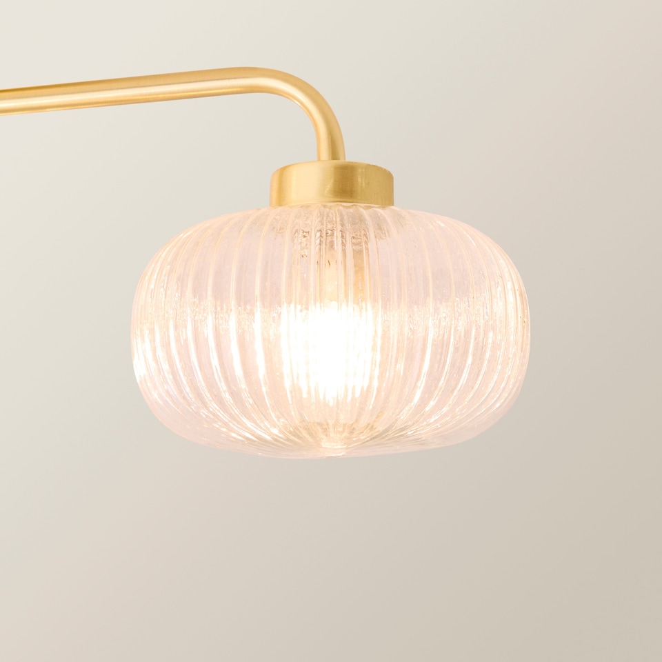 image 1 of ValueLights Amaia Gold IP44 3 Way Clear Ribbed Glass Ceiling Light & Bulbs | Gold