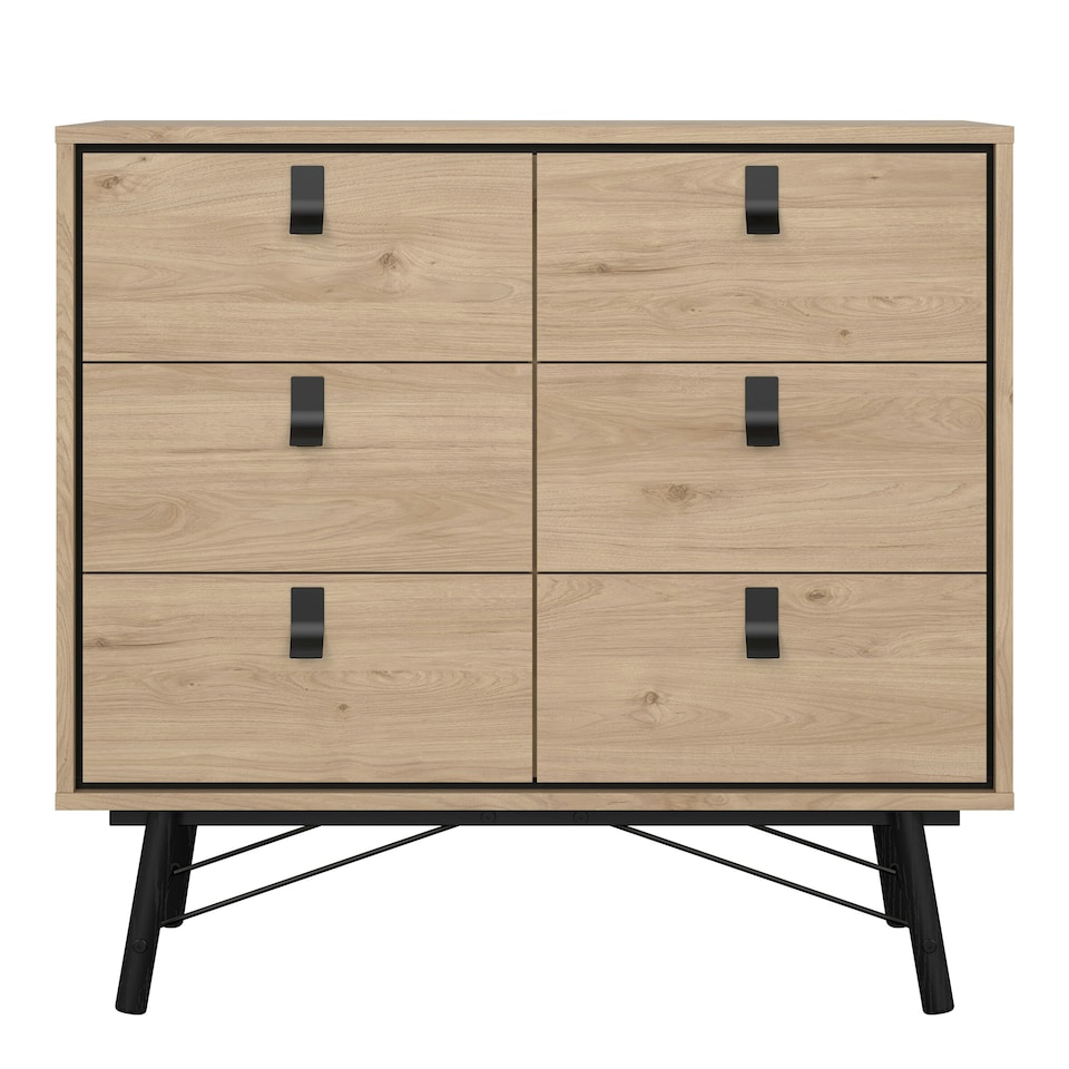 image 1 of Ry Small Double Chest of Drawers 6 Drawers in Jackson Hickory Oak