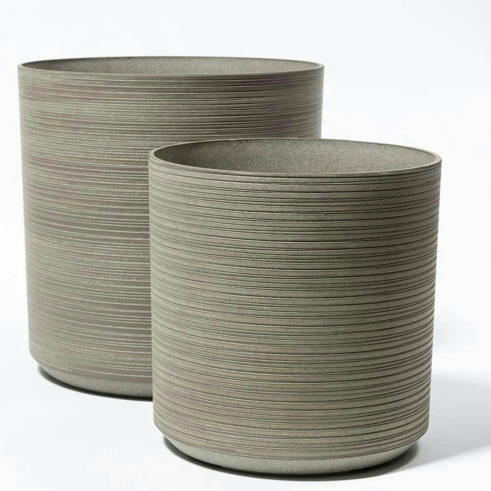 image 1 of Primrose Garden Cylinder Patterned Ginger Root Stone-Effect Resin Planter 43cm