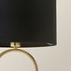 image 4 of ValueLights Antonia Black Velvet Drum Lamp Shade Brushed Gold Oval Table Lamp with LED Bulb Gold
