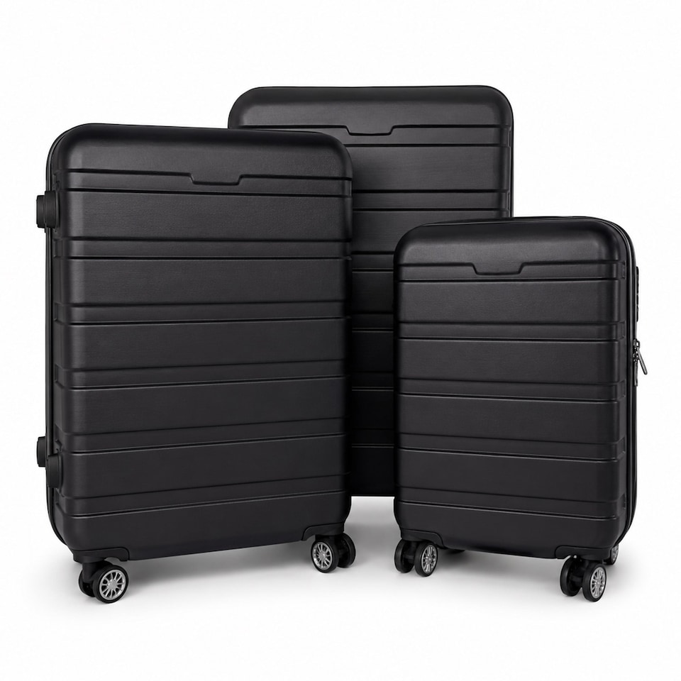 image 1 of 20 Inch, 24 Inch, 28 Inch 3pc Hard Shell ABS Luggage Suitcase Set with Combination Lock | Black