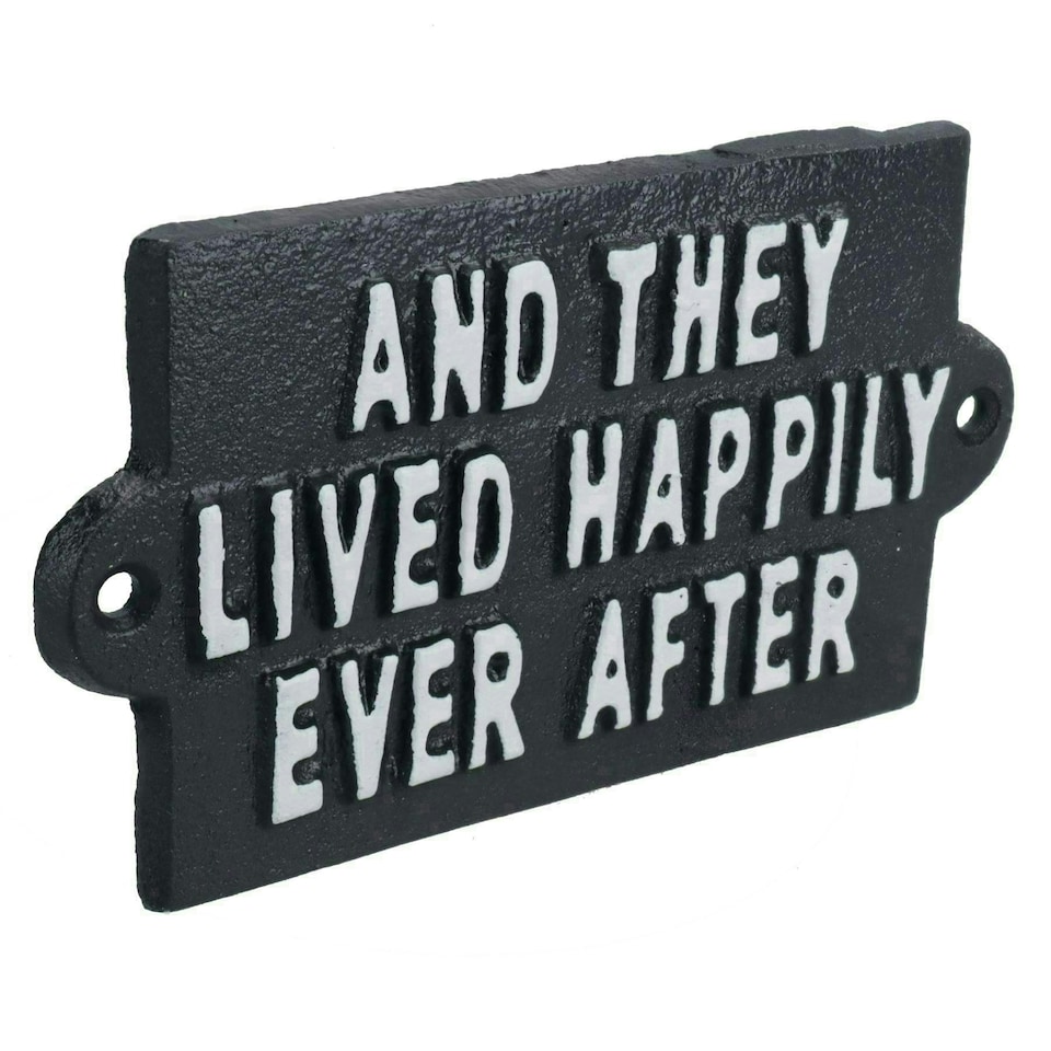 image 1 of They Lived Happy Ever After Sign Plaque Cast Iron Garden House Home Wall