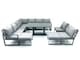 image 2 of Fimous 11 Seater Outdoor Aluminum Garden Furniture Set Corner Sofa 2 Big Footstools Rising Lifting Dining Table Sets Dark Grey