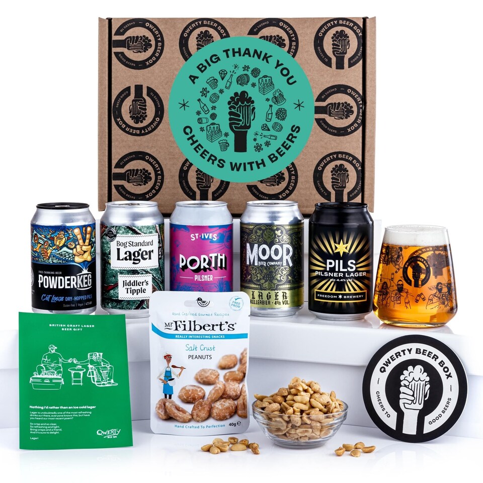 image 1 of QWERTY Beer Box Thank You Craft Lager Beer Gift Hamper