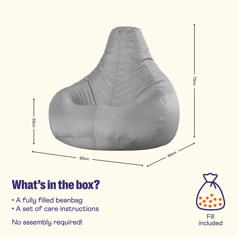 image 1 of Recliner Indoor Outdoor Bean Bag Grey Bean Bag Chair | Grey | Grey | 1