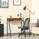 image 2 of HOMCOM 2-Tier Storage Computer Workstation with Shelf, Metal Frame Walnut