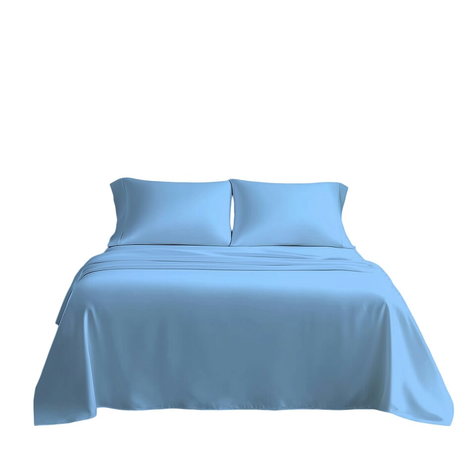 image 1 of Microfibre Soft Touch Flat Sheet Plain Dyed Bed Linen Blue | Blue | Sky Blue | Double