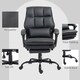 image 8 of HOMCOM Executive Office Chair with Footrest, PU Leather High Back Desk Chair with Lumbar Support, Swivel Computer Chair with Adjustable Height and Padding Armrests, Black