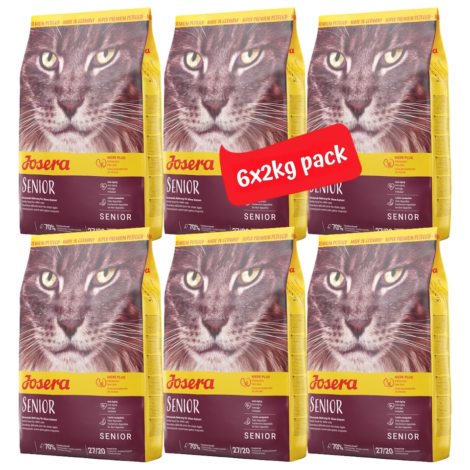 image 1 of Josera Senior complete food for older cats | Easily digestible | Kidney support | Sensitive stomach | Gluten free | Anti-Hairball | Herbs & Fruits | 6x2kg