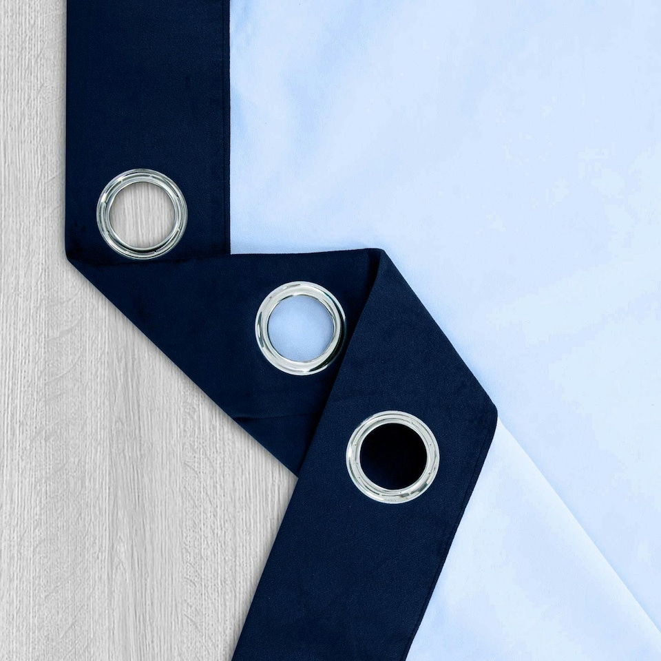 image 1 of Homescapes Thermal 100% Blackout Navy Velvet Curtains - 46 x 54" Blue