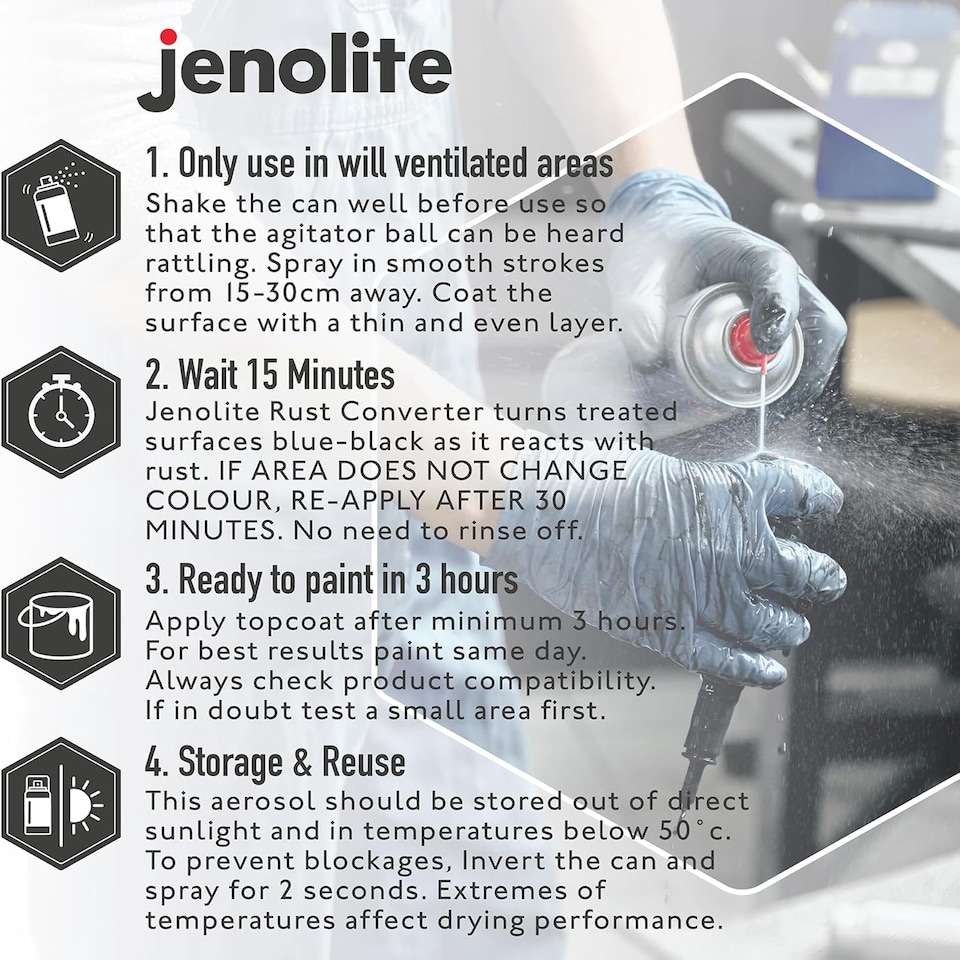 image 1 of Jenolite Rust Converter Spray - 400ml - 3-Pack
