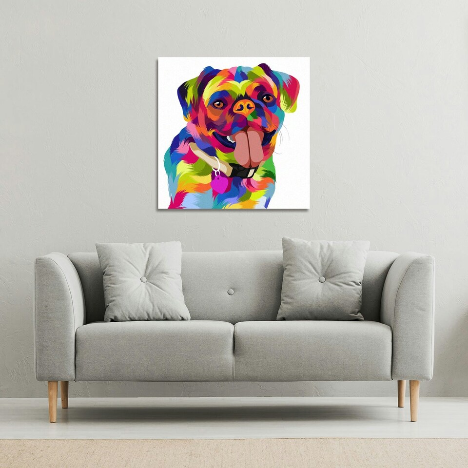 image 1 of Amazing Illustration Pop Art Dog (Canvas Print) 77 x 77 x 4cm