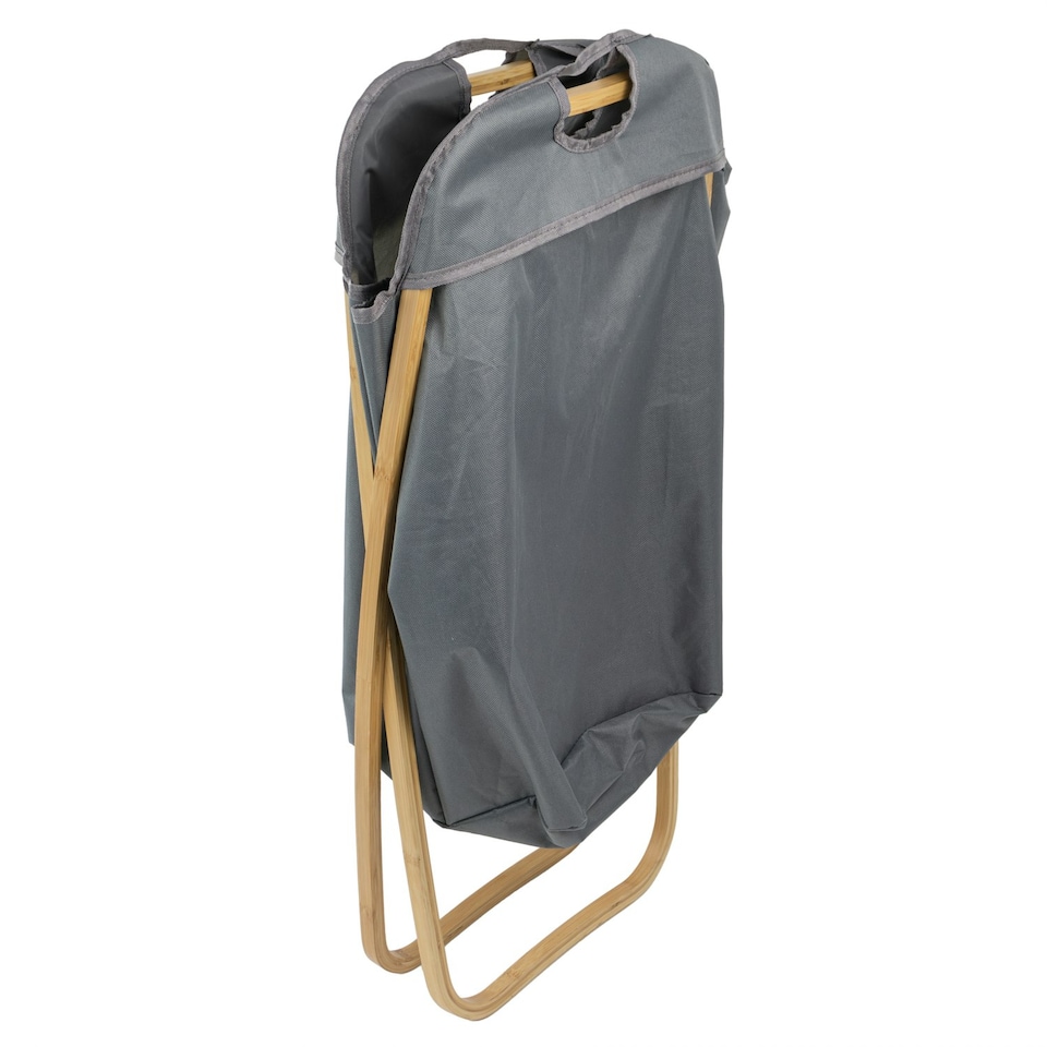 image 1 of JVL Bambanio Foldable Bamboo Laundry Storage Hamper, 100L - Grey Grey