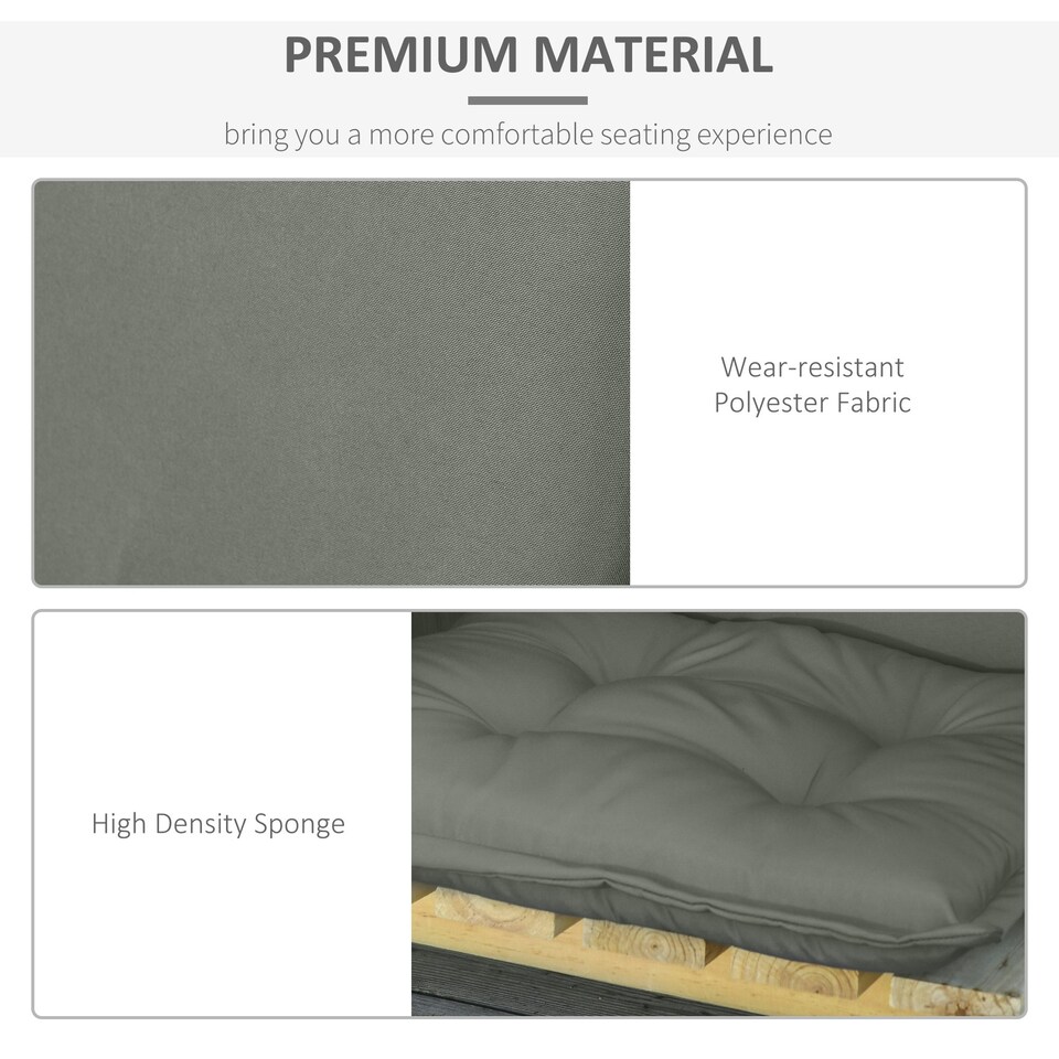 image 1 of Outsunny 2 Pieces Patio Chair Cushion Set, High Back Seat Pads with Pillow, Grey 