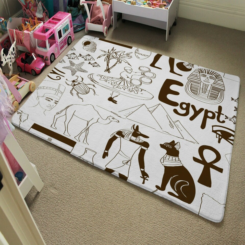 image 1 of Hand drawn sketch Egypt (Rug) White | Medium: 80x150cm
