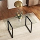 image 3 of Living and Home Modern Rectangle Tempered Glass Dining Table with Black Base