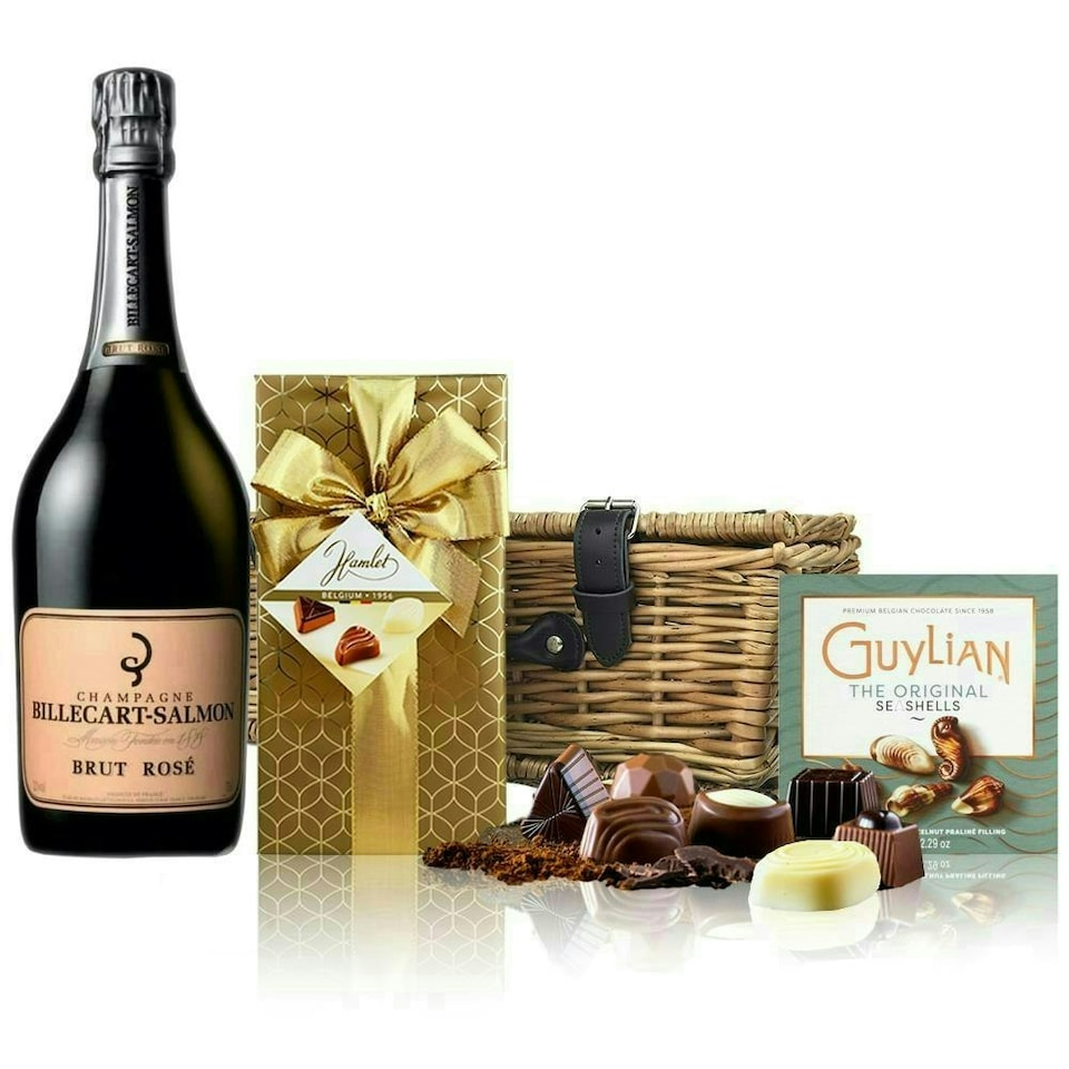 image 1 of Billecart Salmon Le Rose Champagne and Chocolates Hamper 75cl 12% abv