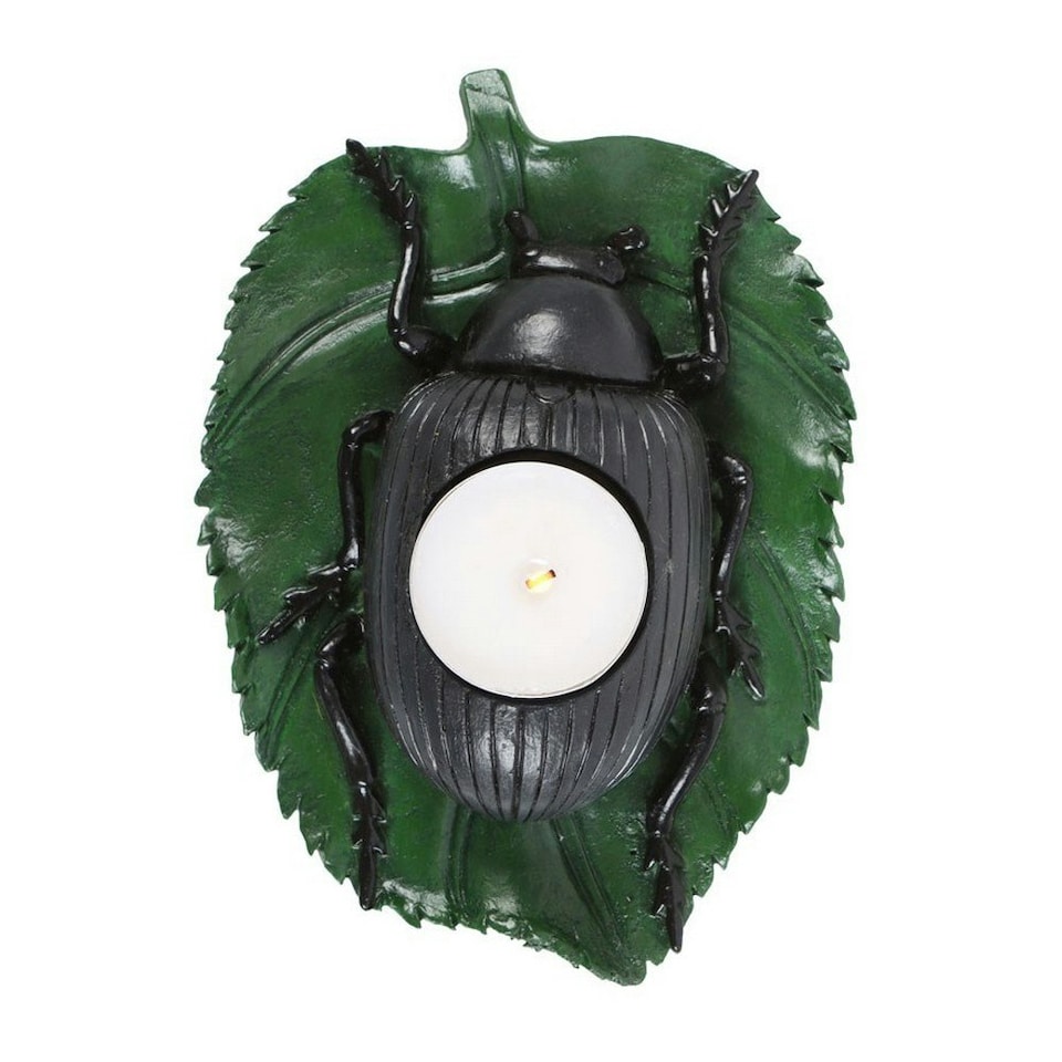 image 1 of Something Different Beetle Tealight Holder - Black/Green - One Size