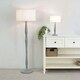 image 1 of ValueLights Victoria Grey Wood Traditional Stem Table Lamp with White Fabric Drum Shade