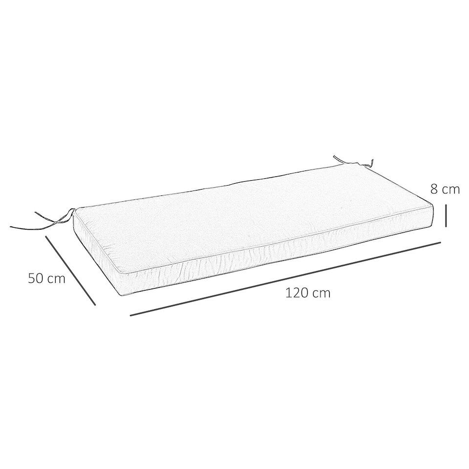 image 1 of Outsunny Garden Bench Cushion 2 Seater Seat Pad Indoor& Outdoor Use Black | Black | Black | 120 x 50 x 8 cm